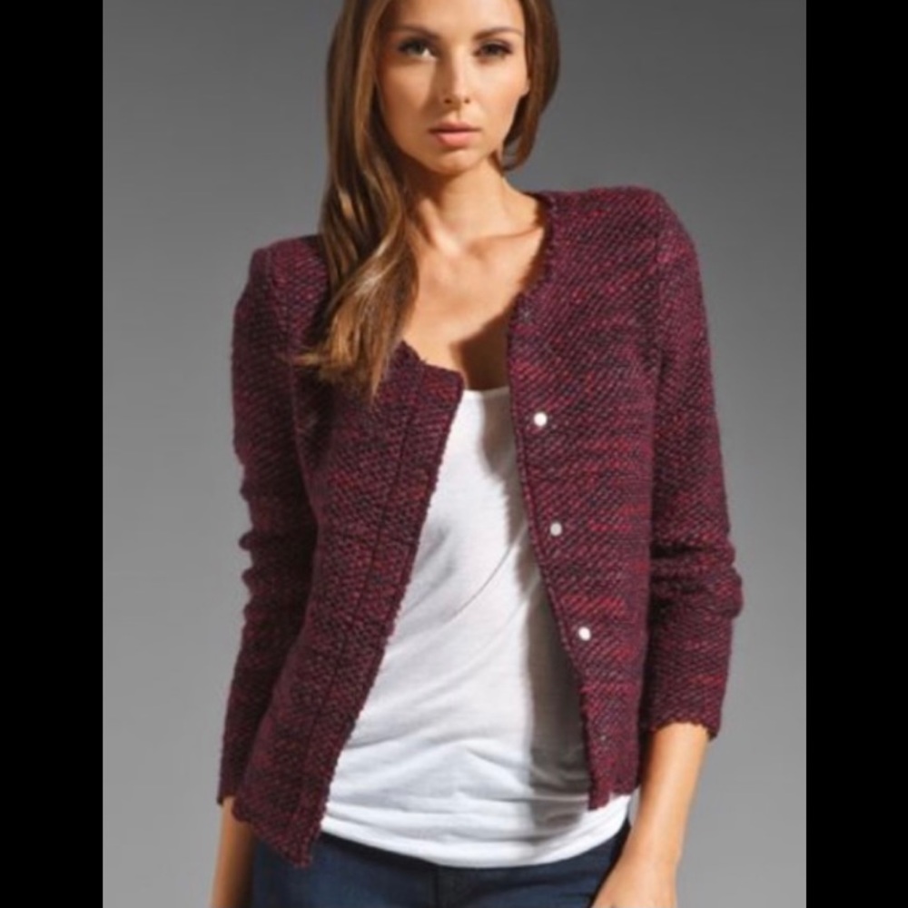 IRO Shena burgundy  (maroon) tweed jacket. Size 1 (XS-S)